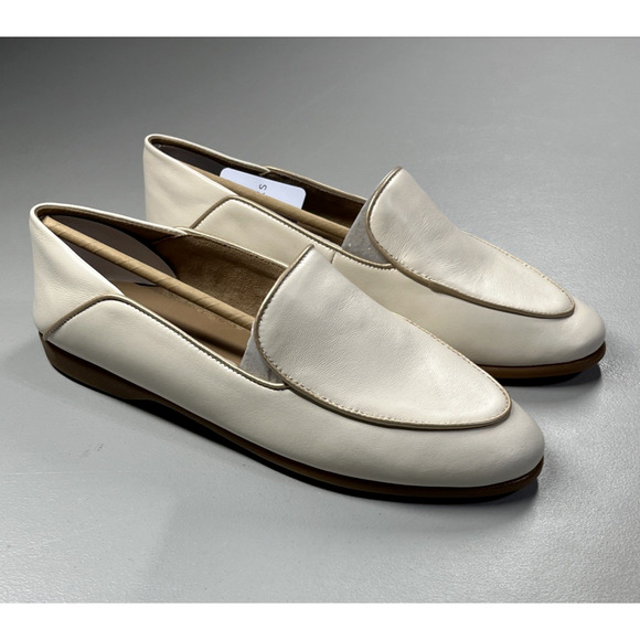 Aerosoles Bay Pipe Trim Loafer Womens 9 M Eggnog Faux Leather Slip On Flats - Picture 2 of 10